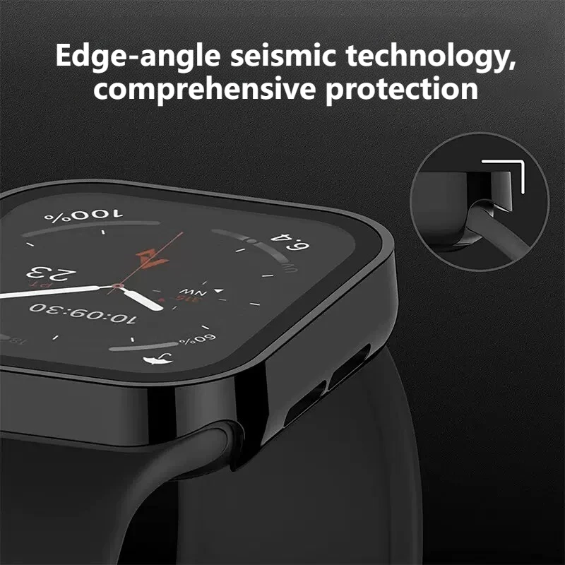 لساعة أبل S10/S11 حافظة غير لامعة بحافة مستقيمة مطلية بالكهرباء مقاومة للماء الكل في واحد مع سلسلة حماية شاشة مدمجة