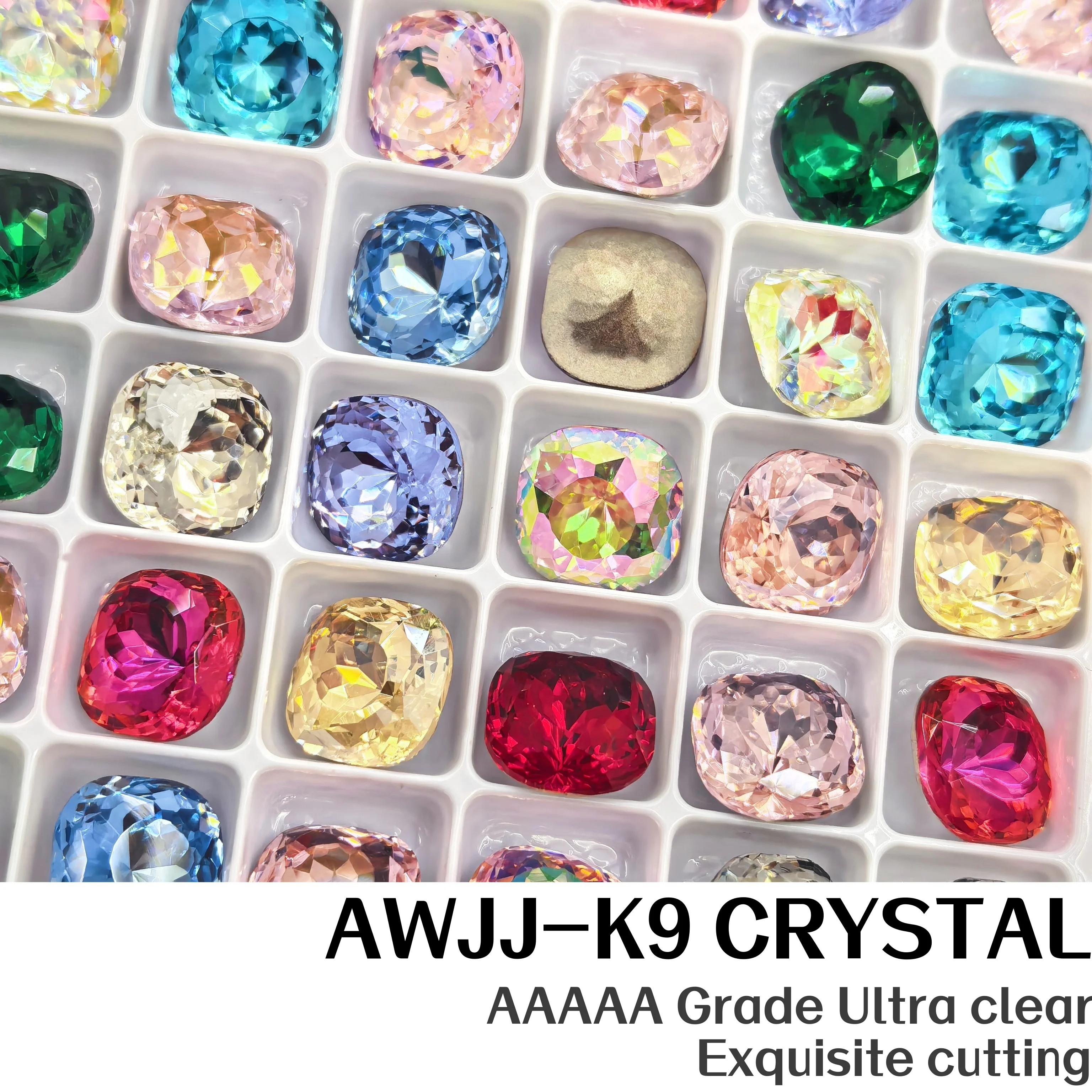 10mm Fat Square Nest Cut K9 Crystal Rhinestones Dense Facets Super Sparkle Pointed Back Board Pack Nail Jewelry DIY