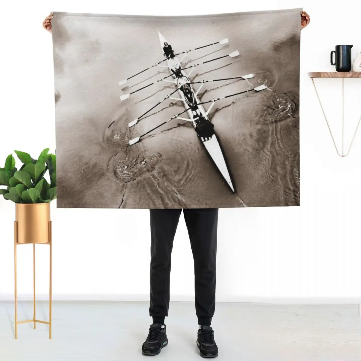 Rowers Rowing in Aged Photo Throw Blanket Multi-Purpose Summer Sleeping Bag heavy to sleep blankets ands Winter beds Blankets