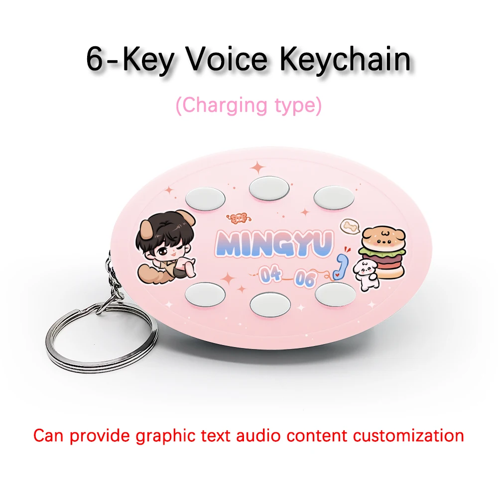 

Creative Voice Keyring For SEVENTEEN Team Member MINGYU 6-Key Audio / Picture Customization Rechargeable Keychain Pendant Gift