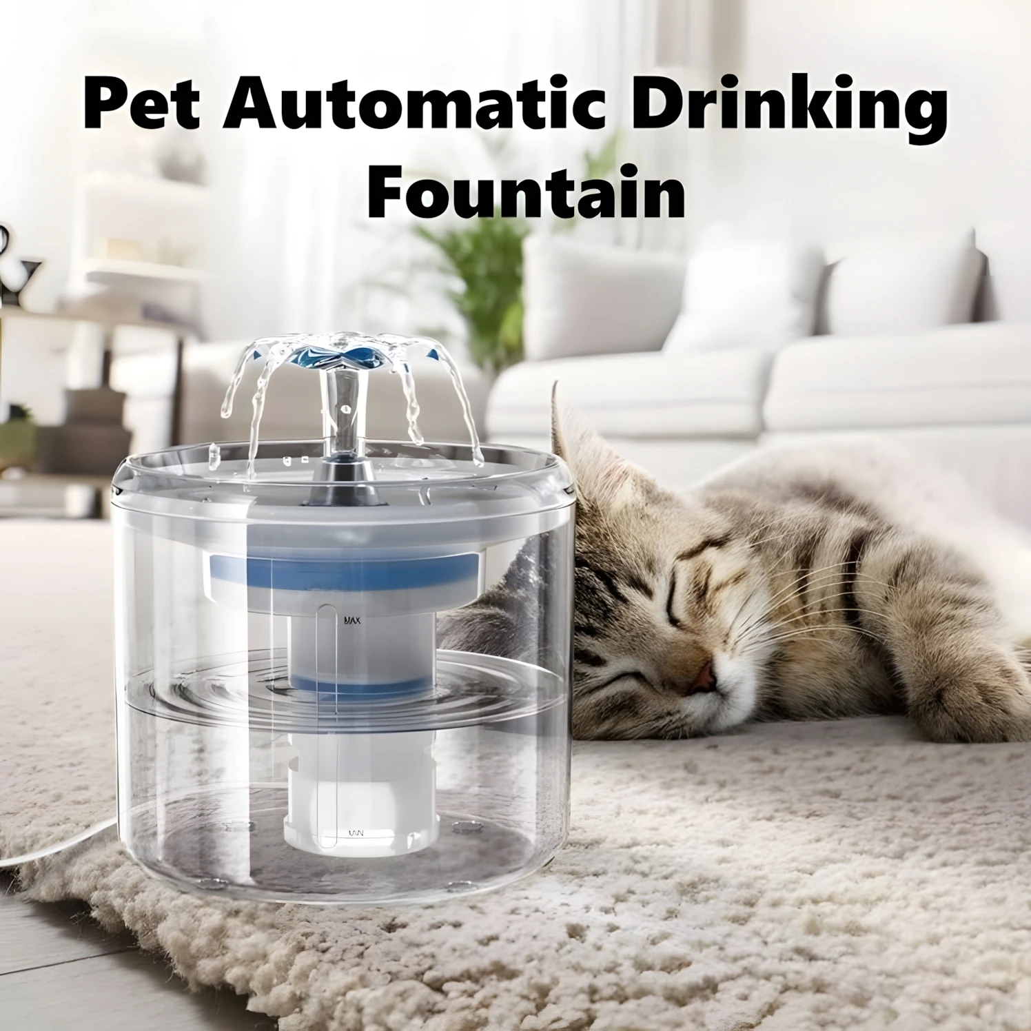 

Automatic Pet Water Fountain With Faucet Cat Water Dispenser Transparent Drinker Dog Drinking Filters with Motion Sensor 2L