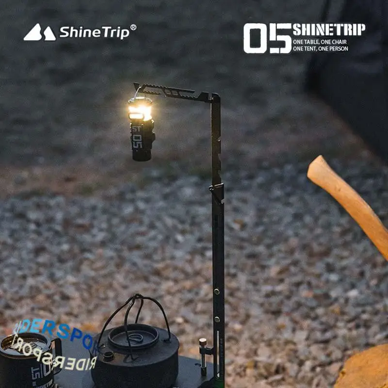 ShineTrip Outdoor Portable Stainless Steel Light Stand Retractable Multi-Speed Adjustable Tactical Wind Camping Light Stand