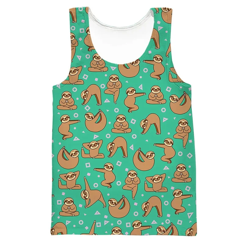 

Summer Harajuku 3D Cute Animal Dogs Printing Tank Top Funny Sloth Graphic Tank Tops Men Fashion Streetwear Clothing Kawaii Tops