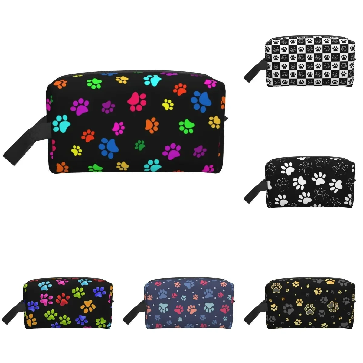 

Multicolor Paws Dog Makeup Bag Waterproof Travel Cosmetic Bag Toiletry Pouch Organizer for Women Large Capacity Storage Bags