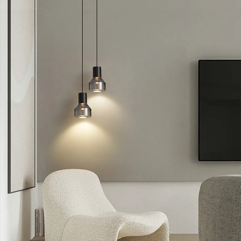 

Transparent Gray Acrylic Pendant Lights Gold Black Copper Bedside Dinging Room Hanglamp Natural Light Cord Adjustable