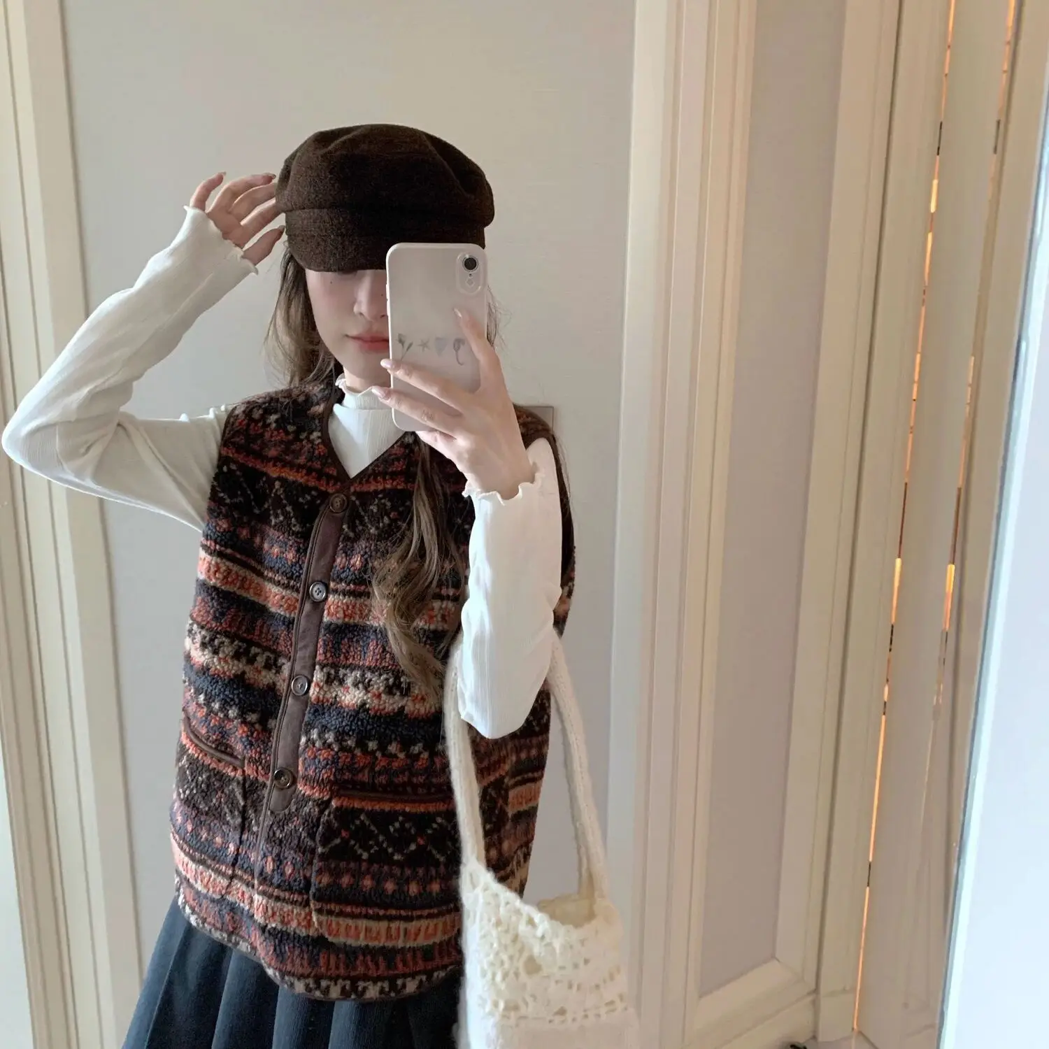 Diseño artístico vintage Casual en capas 2025 Otoño Invierno Nuevo chaleco en capas Bloque de color