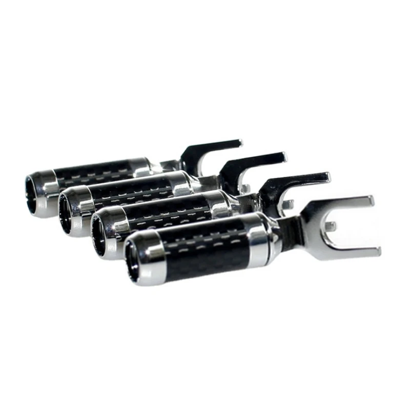 4Pcs Rhodium Plated Speaker Cable Y Spade Connector Plug Fork Connectors Plug Loudspeaker Cable Speaker Cable Jack