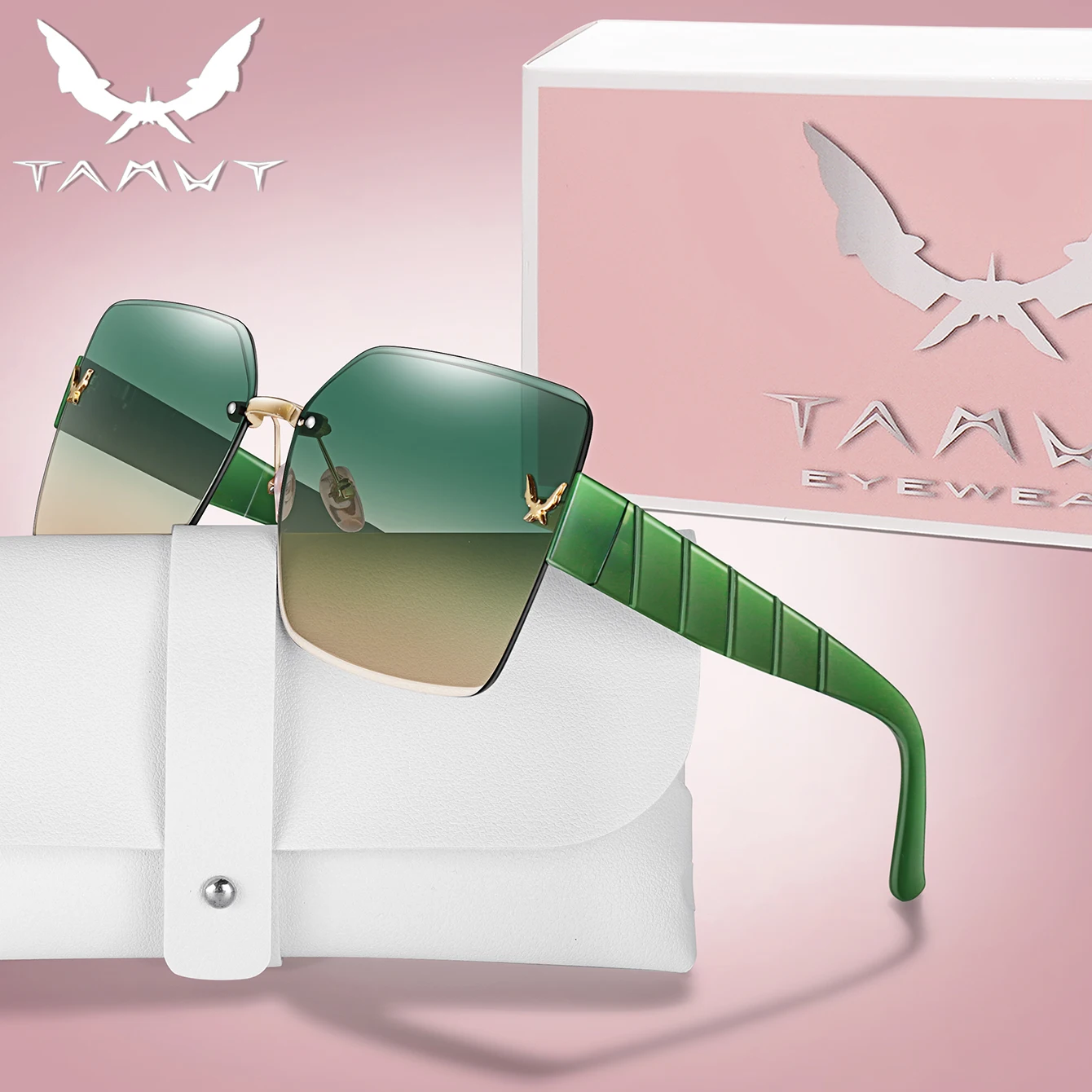 Trendige randlose Sonnenbrille für Damen und Herren, lässige quadratische Brille mit UV-Schutz für Outdoor-Wandern, Angeln, Radfahren – Detail 1