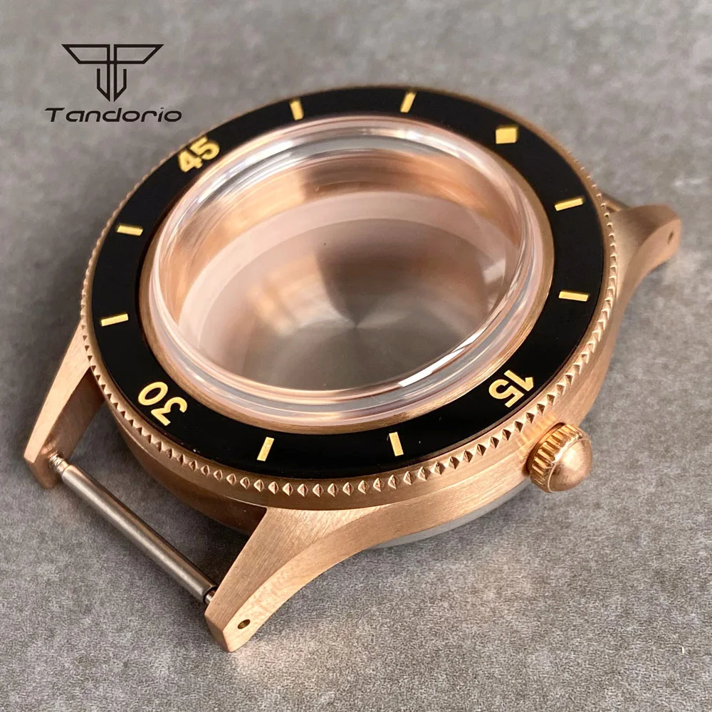 Real Cusn8 Bronze 40mm Automatic Watch Case Domed Sapphire Crystal Luminous 120 Clicks Bezel Fit NH35 NH36 NH34 ETA2824 PT5000