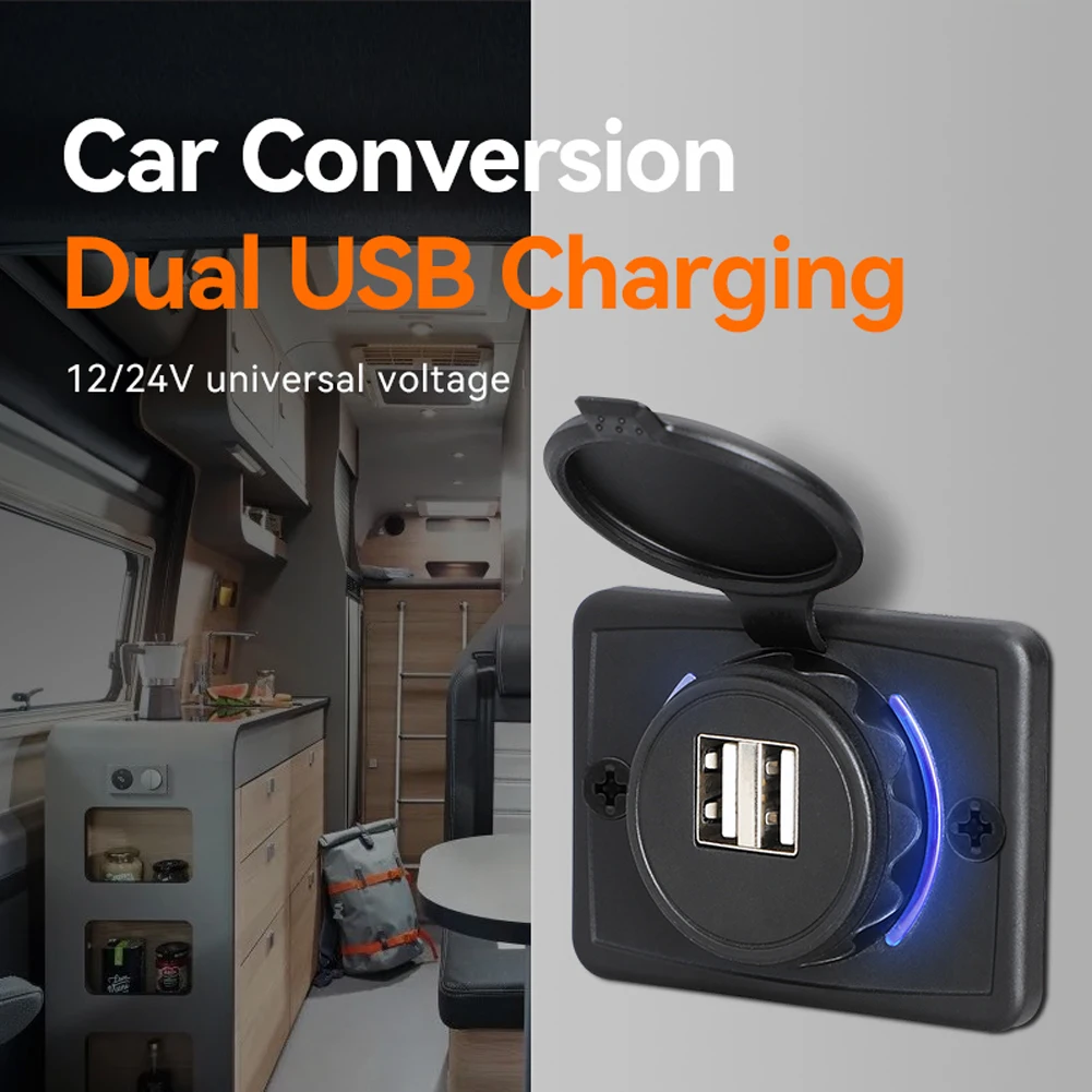 

Dual Port 12V-24V 3.1A Power Outlet LED USB Port Socket Outlet USB Car Charger Socket for Ships Yachts RVs