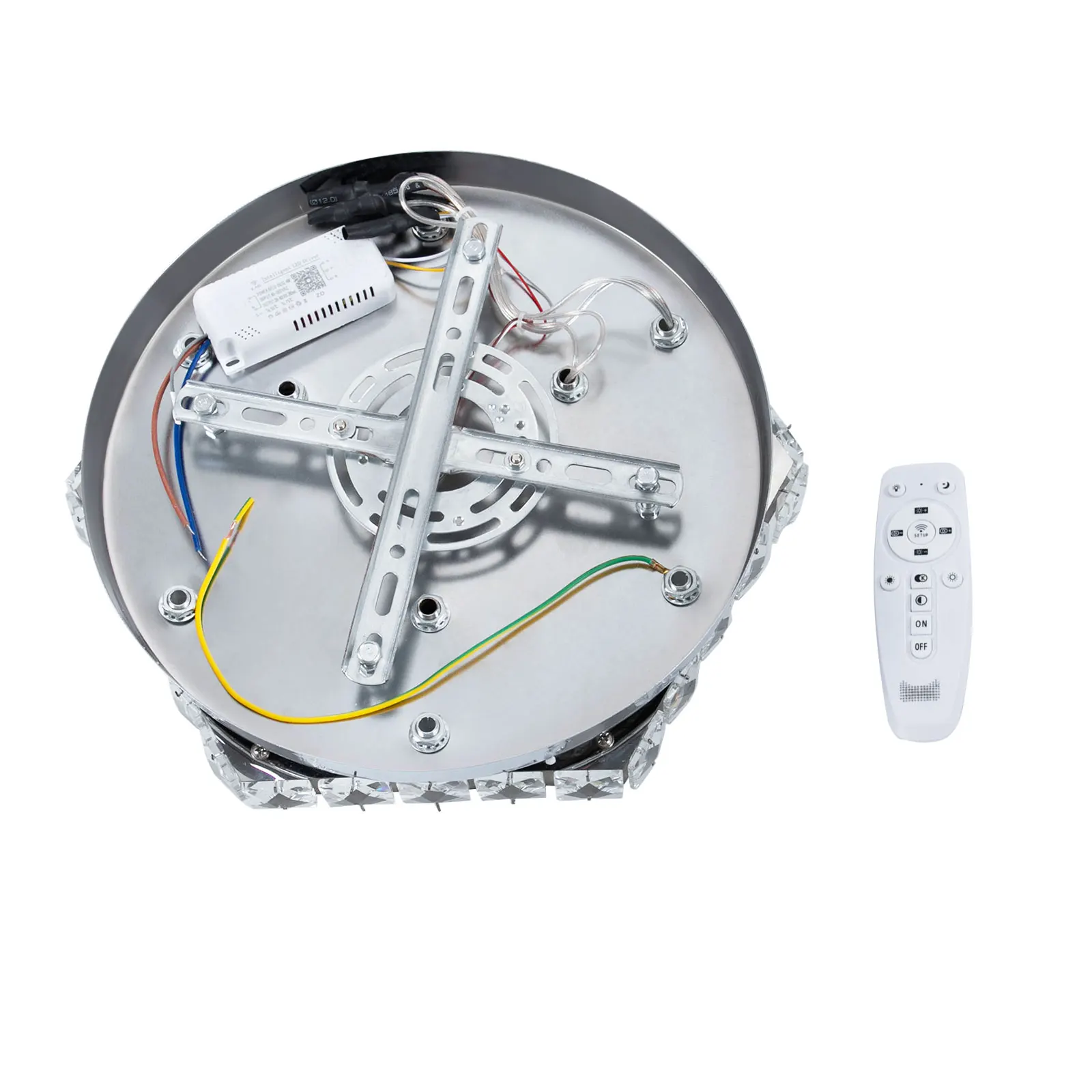 ضوء السقف - كريستال مكون من طبقتين، جهد عريض 85-265 فولت 2200 لومن، جهاز تحكم عن بعد LED (16.4 قدم)، يعتم لا نهائي لغرفة المعيشة/الفندق