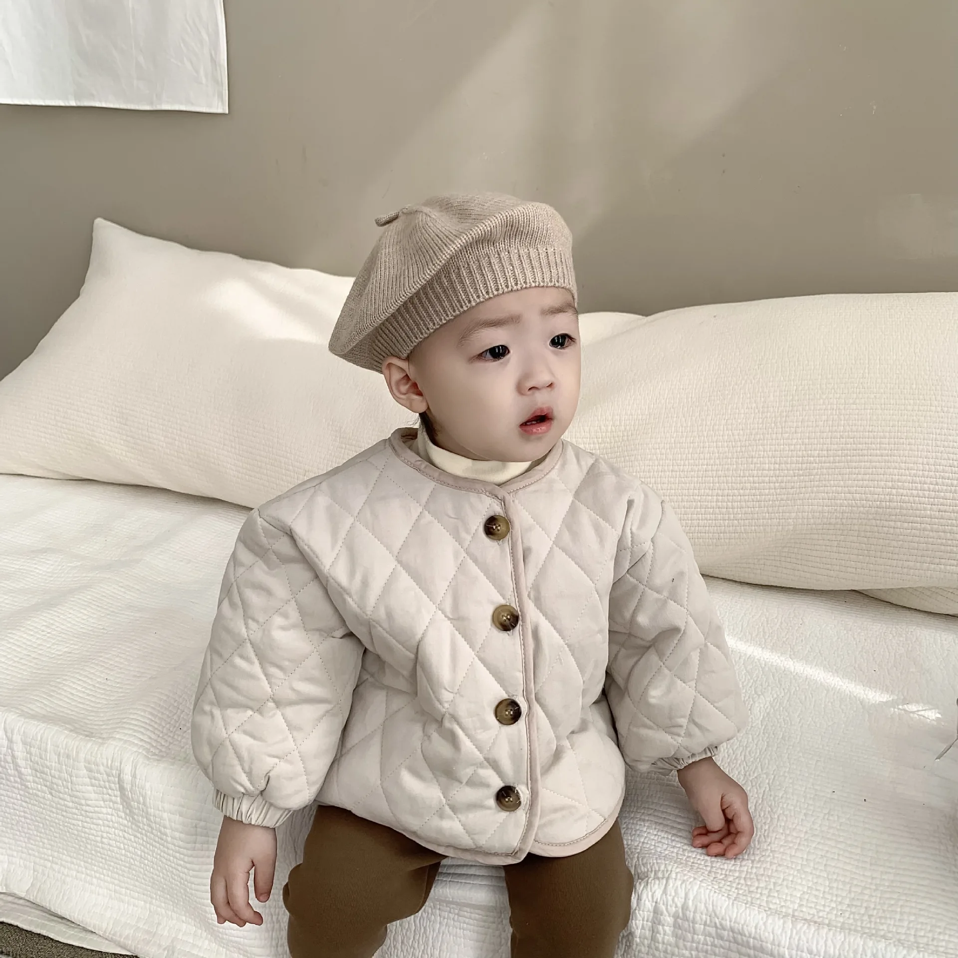 

2025 Winter New Baby Cotton Coat Thicken Warm Baby Girl Padded Jacket Kids Cardigan For Boys Solid Casual Tops Children Clothing