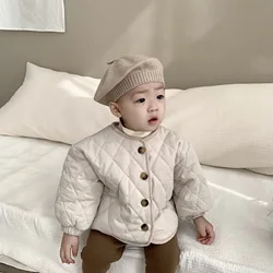 2024 Winter New Baby Cotton Coat Thicken Warm Baby Girl Padded Jacket Kids Cardigan For Boys Solid Casual Tops Children Clothing