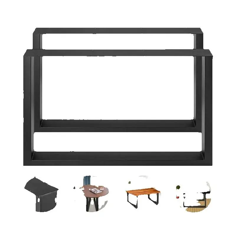 

SucceBuy Set of 2 Steel Table Legs Width Box Section Square Dining Table Legs Industrial Country Style Metal Dining Legs Home