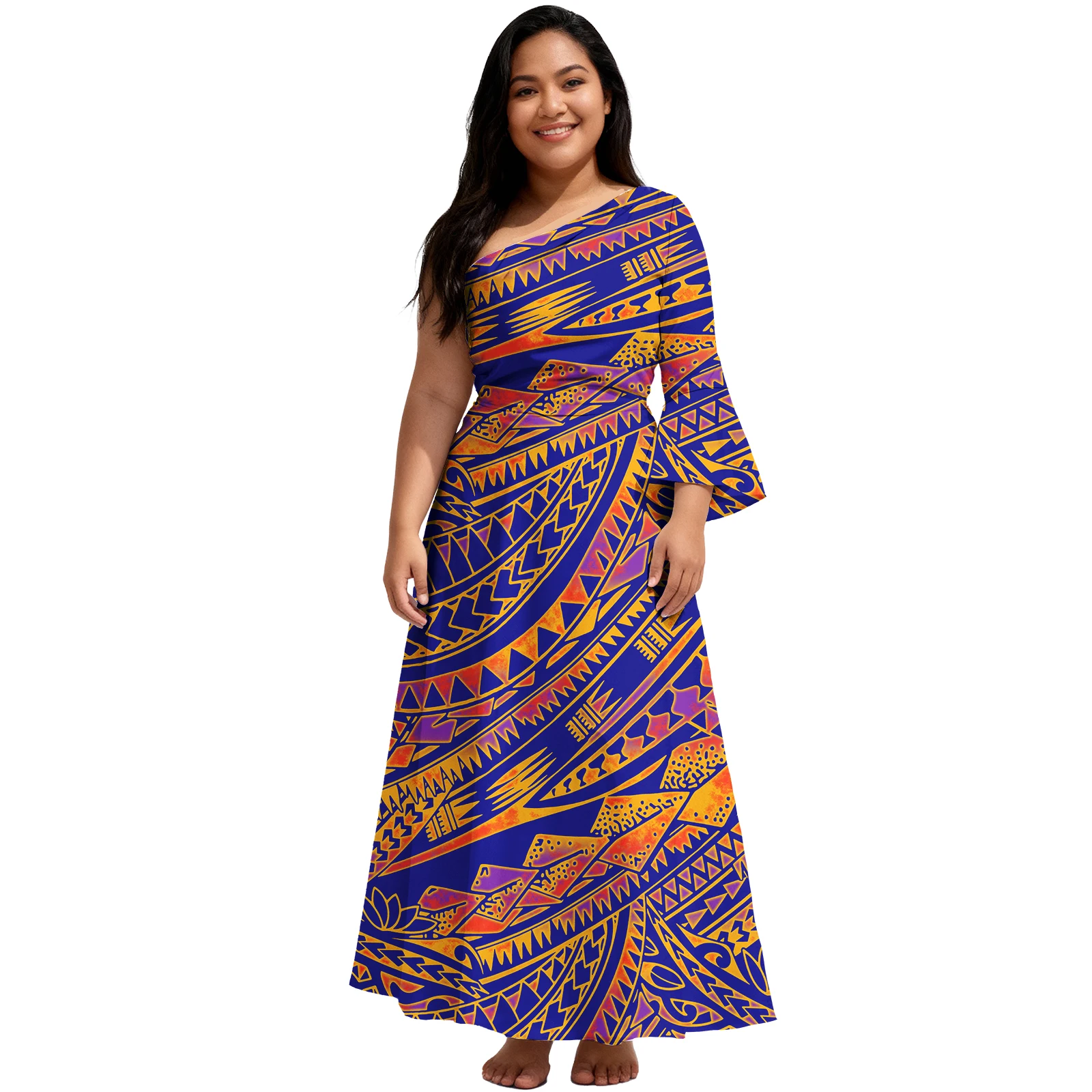 2026年プロムイブニング カスタムレディース服 サモア部族デザイン レディースドレス ハワイアン エレガント アロハドレス ポリネシア女性用ドレス