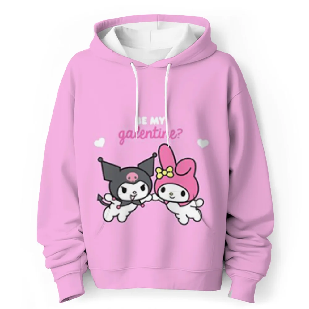 New Hello Kitty Kuromi 3D Printed Hoodie Cartoon Anime Streetwear Oversized Hooded Sweatshirts Cool Hoodies Boys Girls Pullovers