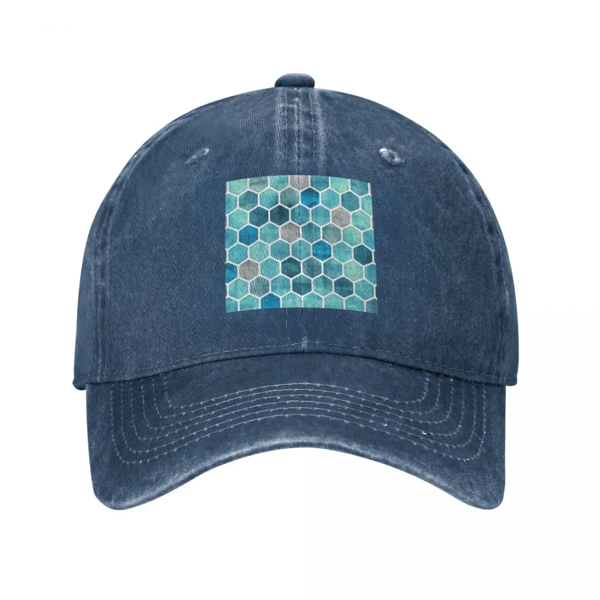 Blue Ink - Watercolor hexagon pattern Cap Cowboy Hat Mountaineering hat winter women's winter hat 2022 Men's