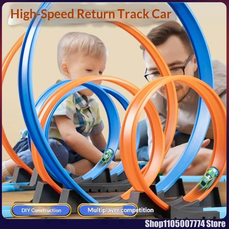 Kinderen DIY Track Gemonteerd Hoge Snelheid Surround Rail Car Pull-Back Racewagen Zwaartekracht Glijbaan Educatief Speelgoed Vakantie Kerstcadeau