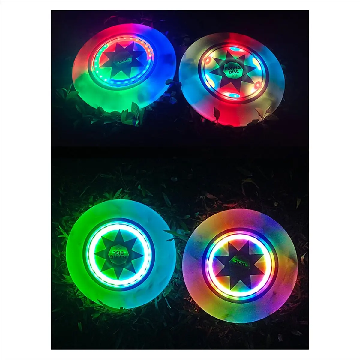 didyou Luminescence Flying Disc RGB LED Stepless Dimmable Timing 175g 8 Dazzling Color Modes Flying Disc for Outdoor Playing