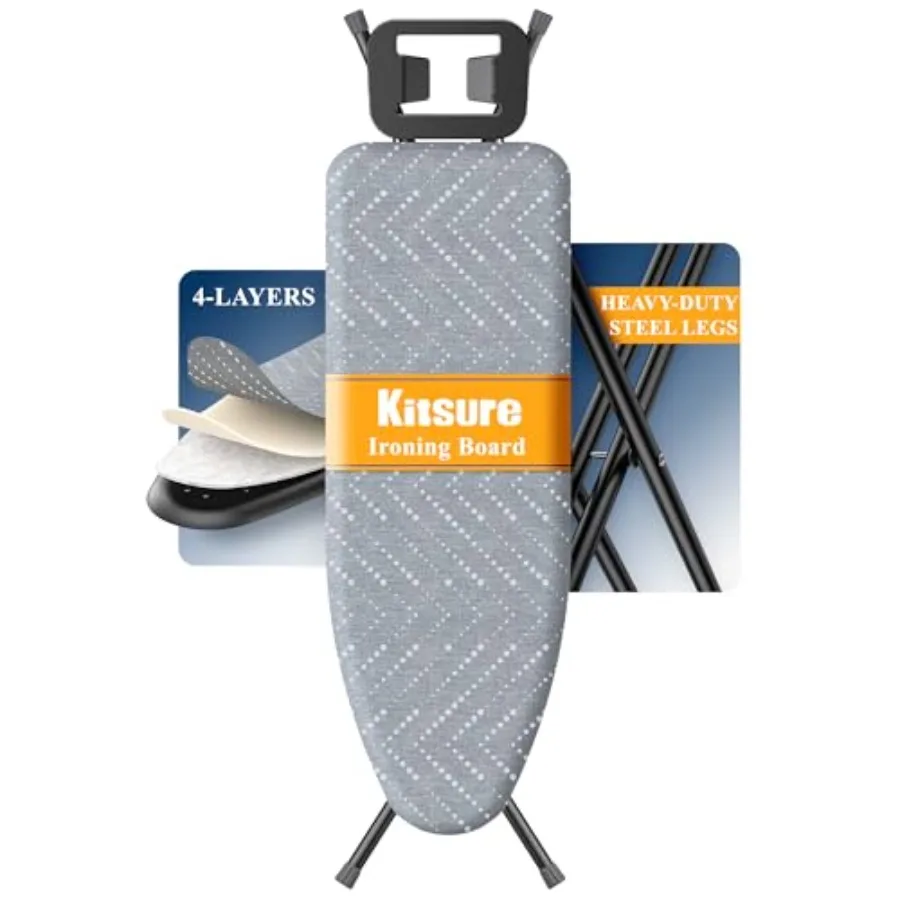 

Складная гладильная доска Kitsure — железная доска с регулируемой высотой, полноразмерная, не требующая качания и прочная гладильная доска с крышкой