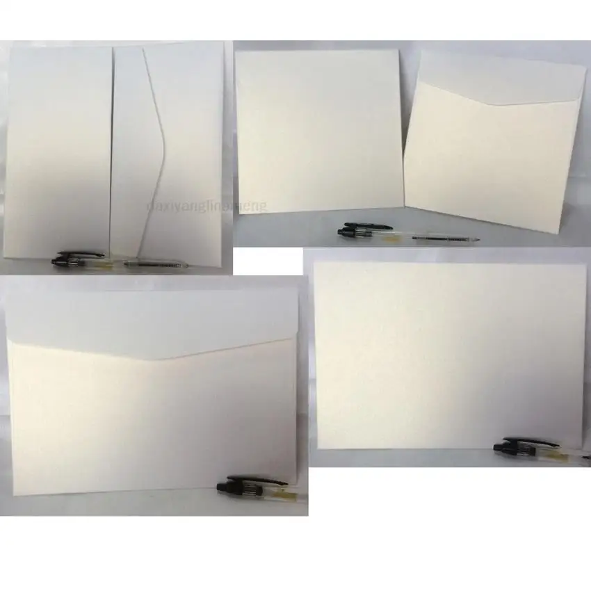 2023 pearl paper square envelope 50pcs 13 ~ 23cm Ice White Color 250gsm Pearl Paper Envelopes For Wedding Party Invitation Card