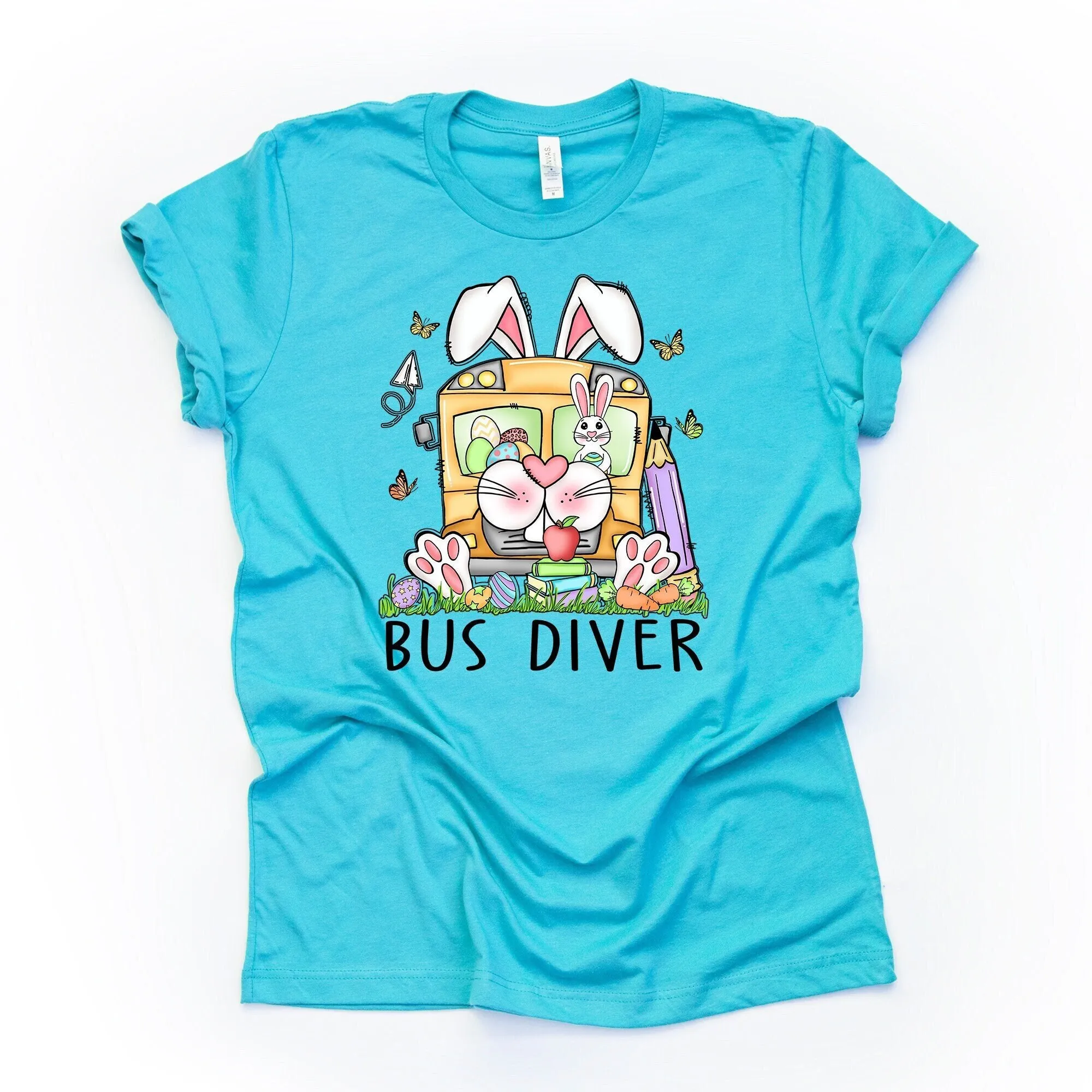 Easter T Shirt Cute Bus Driver School Design Premium Unisex 3 Color Choices 3X 4X Plus Sizes