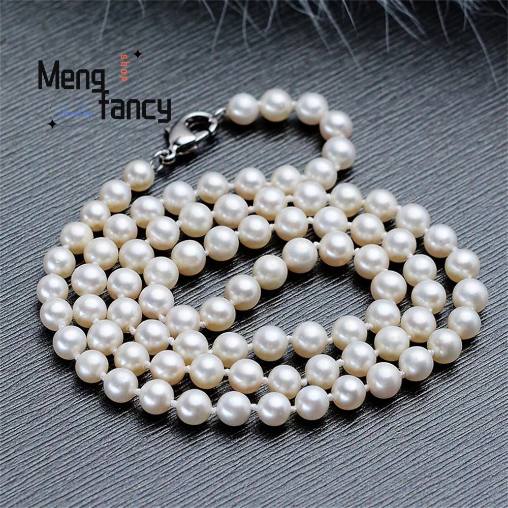 

Classic Elegant Natural White Pearl Necklace S925 Lobster Clasp Fashion Men Women Couple Luxury Pendants Amulet Holiday Gifts