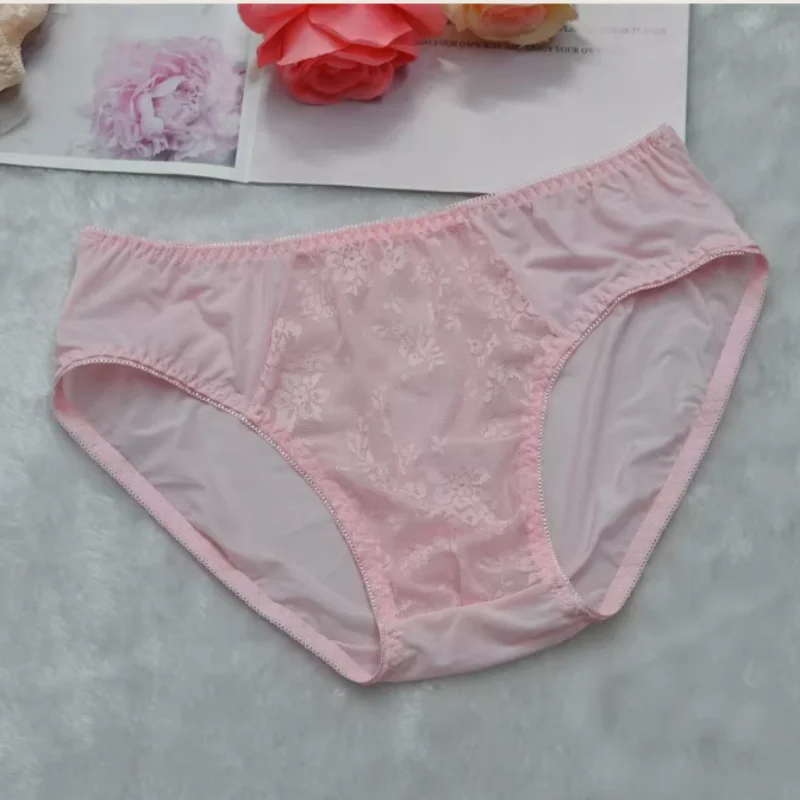 

Pink Man Sissy Underwear Elastic Waistband Lace Adorned Panties Lingerie jockstrap Floral Comfortable Breathable Briefs