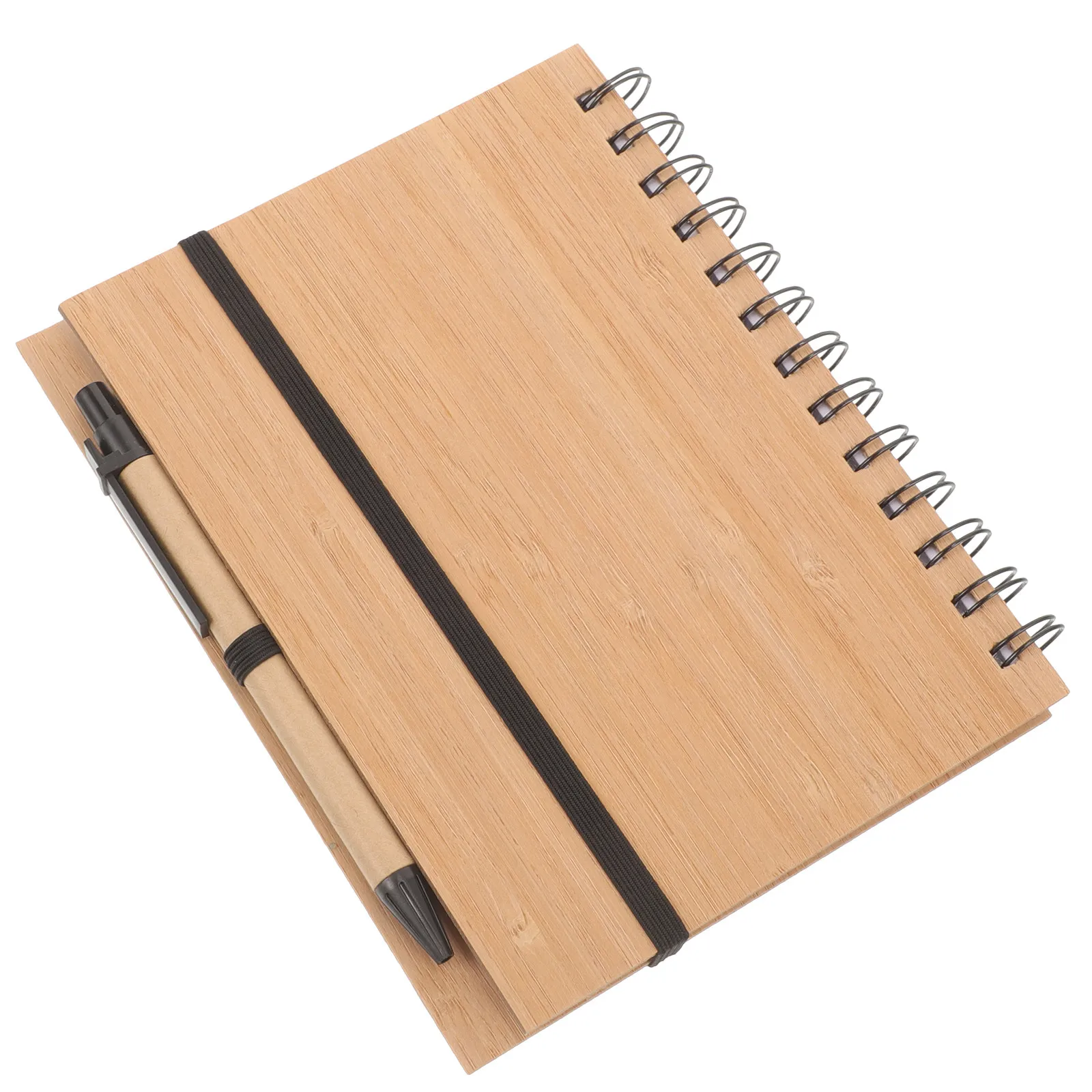 

Bamboo Cover Notebook Spiral Journal Desk Notepad Work Memo Pads Small Compact Office Use Long Term Durability Practical