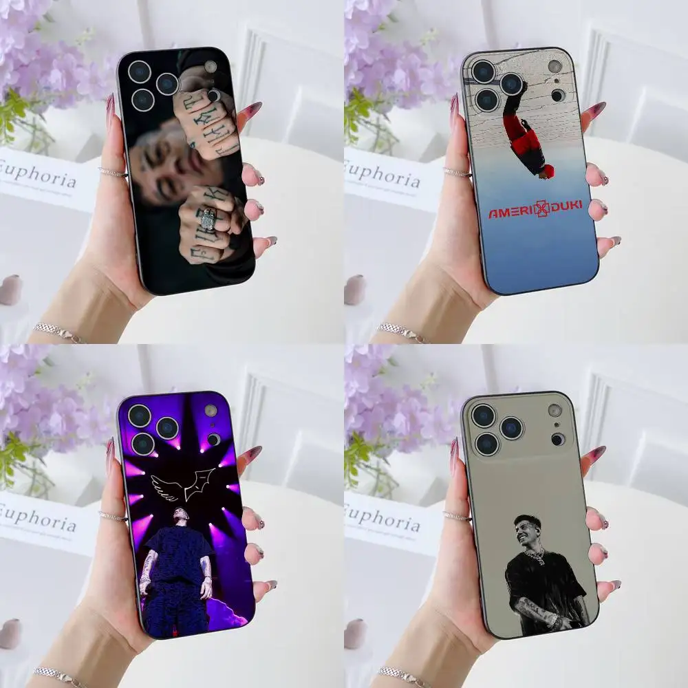 1 шт. чехол для телефона Rapper AMERI D-DUKI для IPhone 17 16 15 14 13 12 11 Pro Max Plus Air Mini Black, мягкий силикон