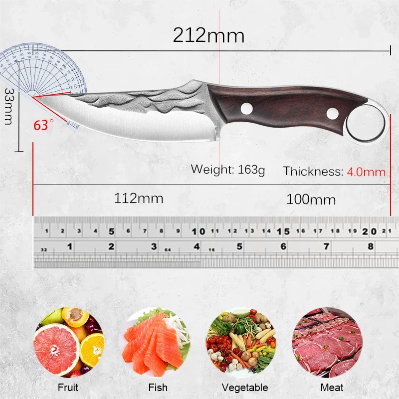 New Kitchen Knife Boning Knife Meat Cleaver Knife Handmade Forged Stainless Steel Butcher Good for Household Cooking