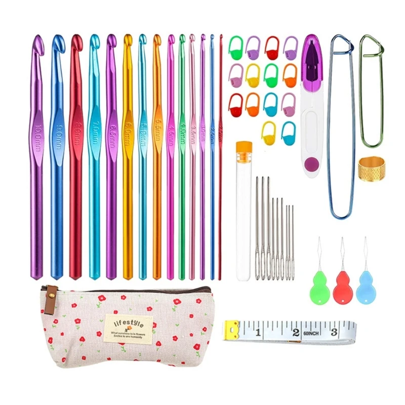 Aluminum Crochet Hooks Kits for Beginners and Adults with Ergonomic Grip Handle