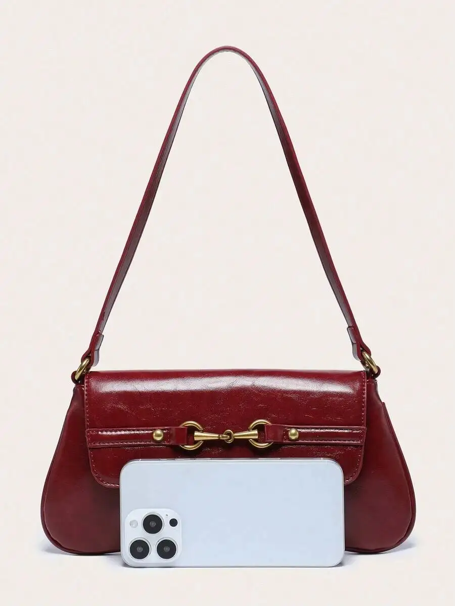 

1 шт. Ретро-сумка на плечо с несколькими отделениями и декоративными кольцами, подходит для свиданий, прогулок, вечеринок.