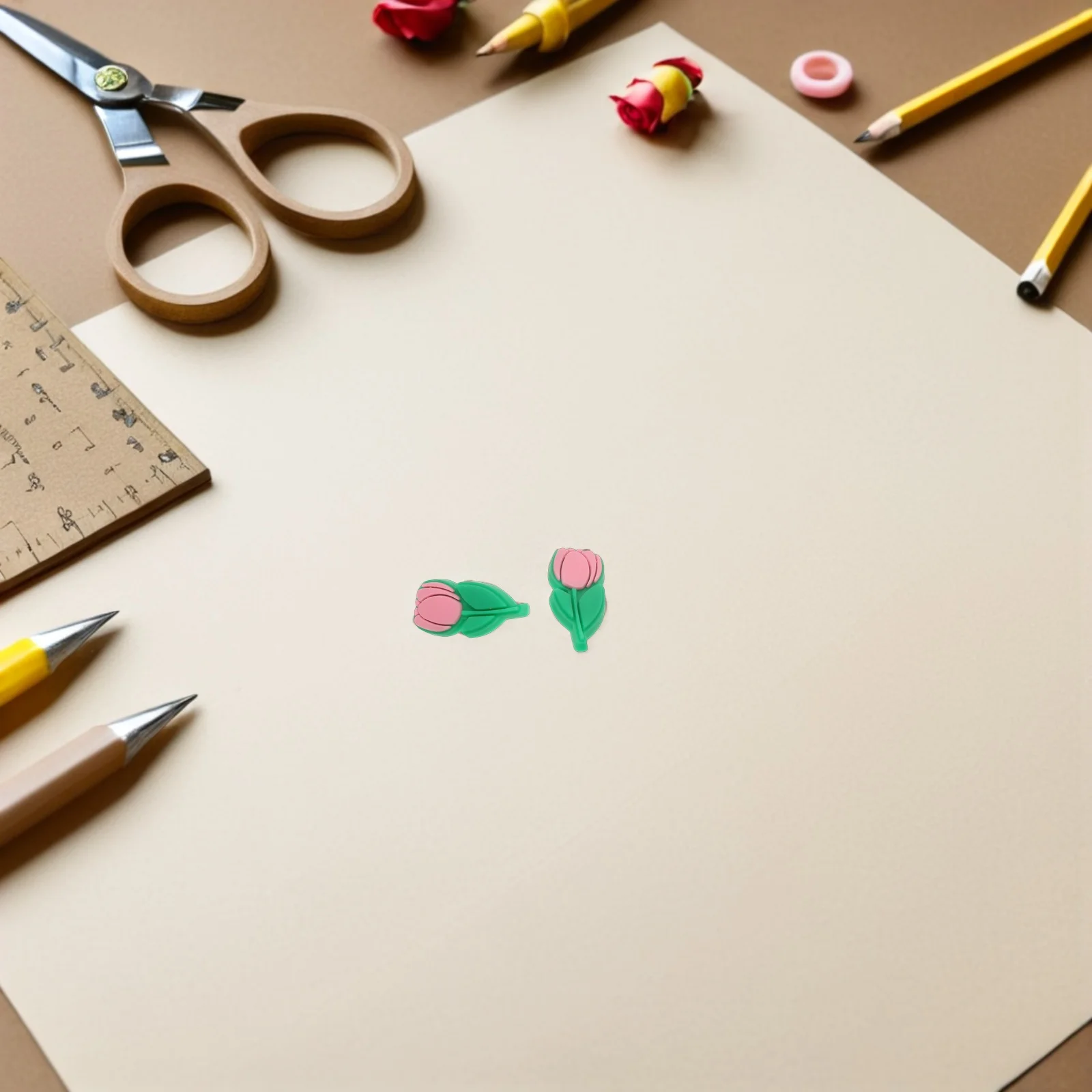 30pcs Cute Pencil Charms Pvc Pen Topper Clips Tulip Flower Huggers School Supplies Classroom Rewards Novelty Paper Clips