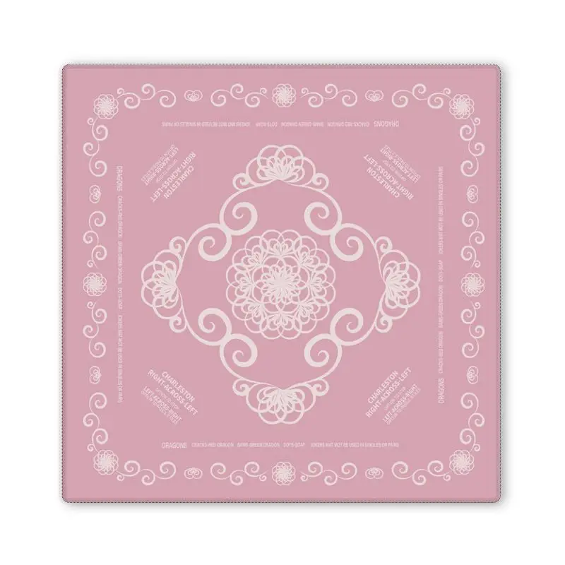 American Pink Elegant Mandala Curling Grass Decor Mahjong Mat Anti-Slip Noise Reduction for Table Game Playing Room Decor