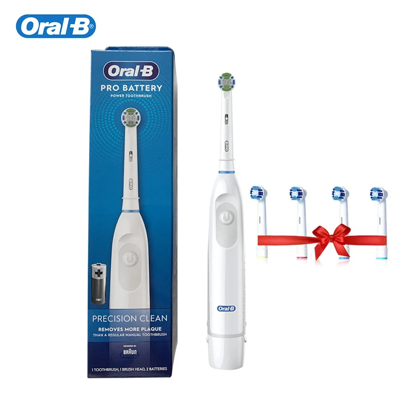 Oral B 4010แปรงสีฟันไฟฟ้า7600ครั้ง/Min หมุน Precision Clean แบตเตอรี่4 Pcs หัวแปรงถอดเปลี่ยนได้เดินทางกล่อง