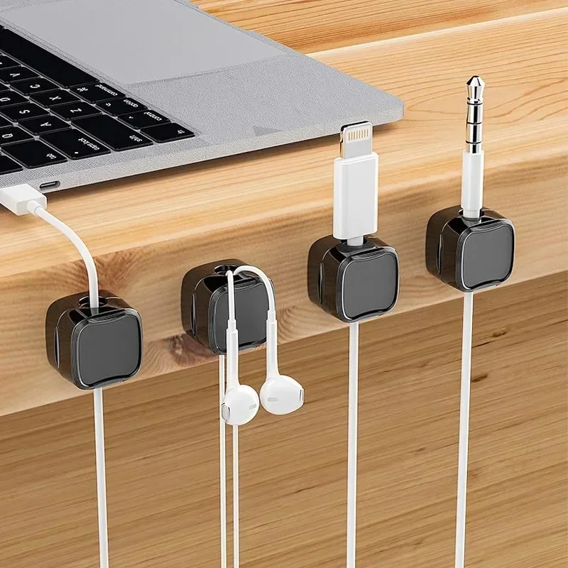 30/1PCS Magnetic Cable Clips Cable Smooth Adjustable Cord Holder Under Desk Cable Management Wire Keeper Organizer Holder