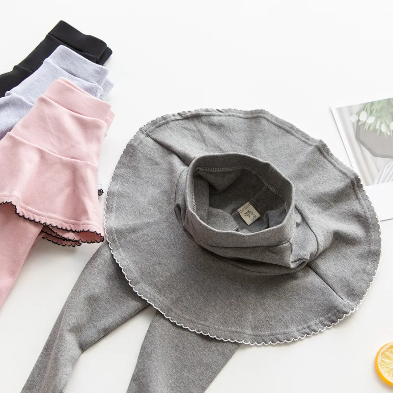 

Детские хлопковые однотонные брюки-юбка для девочек 3-8 лет, размеры 100-140, новые, осенне-весенние, леггинсы-платье для девочек