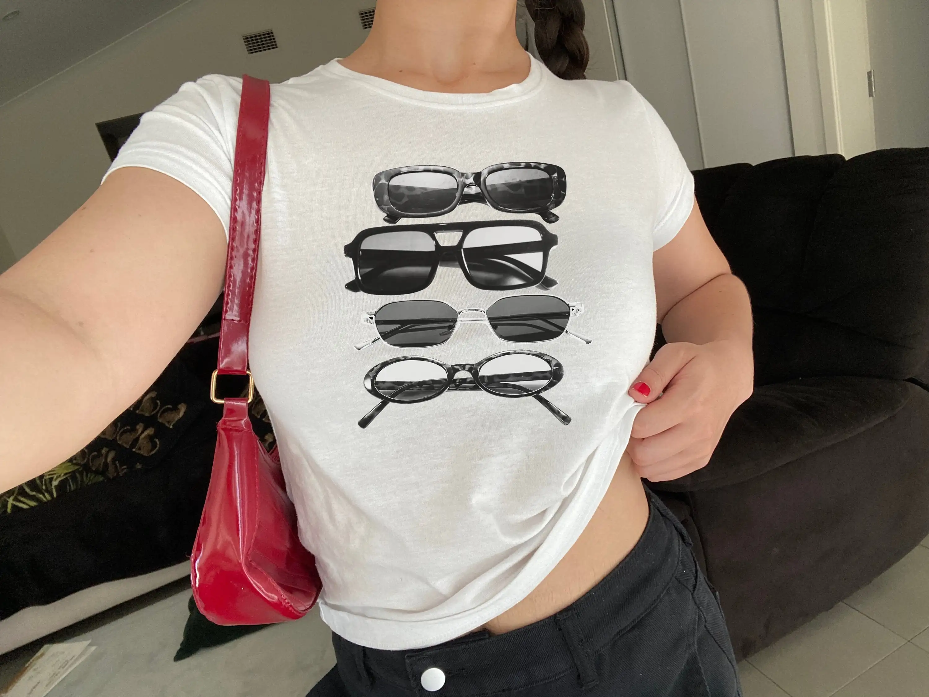 النظارات الشمسية الطفل تي شيرت العصرية Y2K 90s نمط الجمالية PinteresT المرأة المجهزة الأعلى