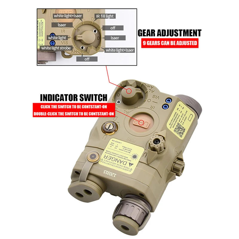 التكتيكية الادسنس PEQ 15 LA5C ريد دوت البصر مؤشر الليزر الأخضر الأزرق IR ملء ضوء كشاف ضوء LED ستروب مصباح يدوي مسدس لعبة