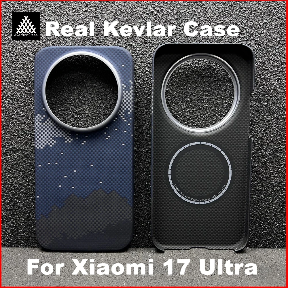 

Light Magnetic Wireless Charging Colored Woven Aramid Fiber Phone Case for Xiaomi 17 Ultra 17Ultra with Mgsafe /Metal Lens Frame