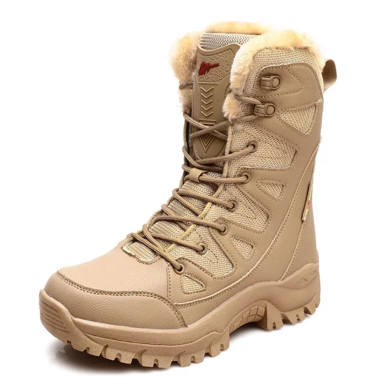 Neue warme Plüsch Schneeschuhe Männer schnüren lässige High-Top-Herren stiefel wasserdichte Winters tiefel rutsch feste Stiefeletten Armee Arbeits stiefel