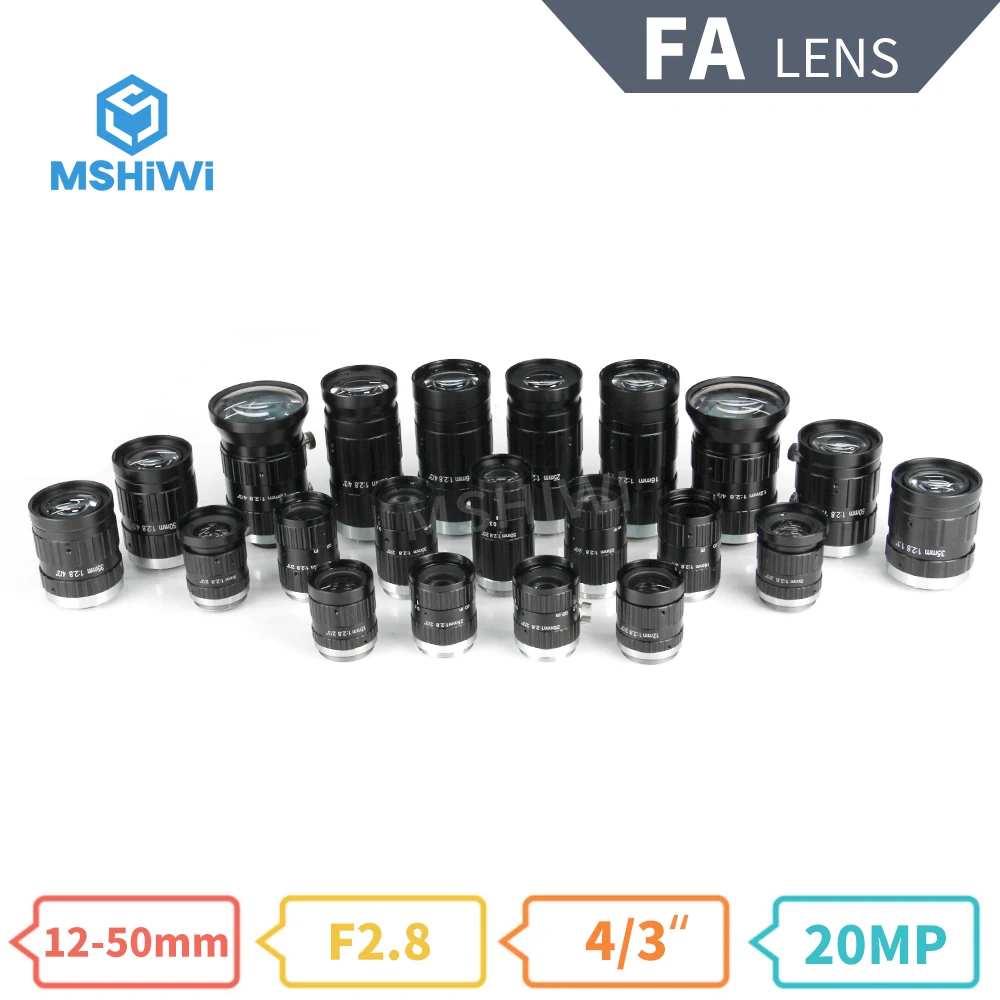 Machine Vision Lenses 20MP FA Lens C-Mount 12- 50mm Focus Length F2.8 4/3