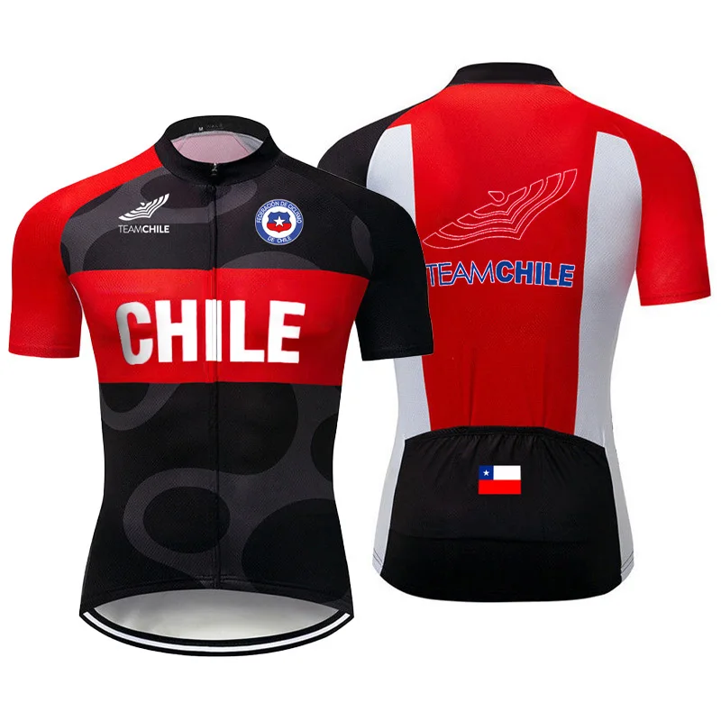 Short Sleeve Shirt MTB and Road Cycling, Chile Flag Shirt, Short Sleeve Shirt, Outdoor Sport Clothing, Chilean Cycling Jersey