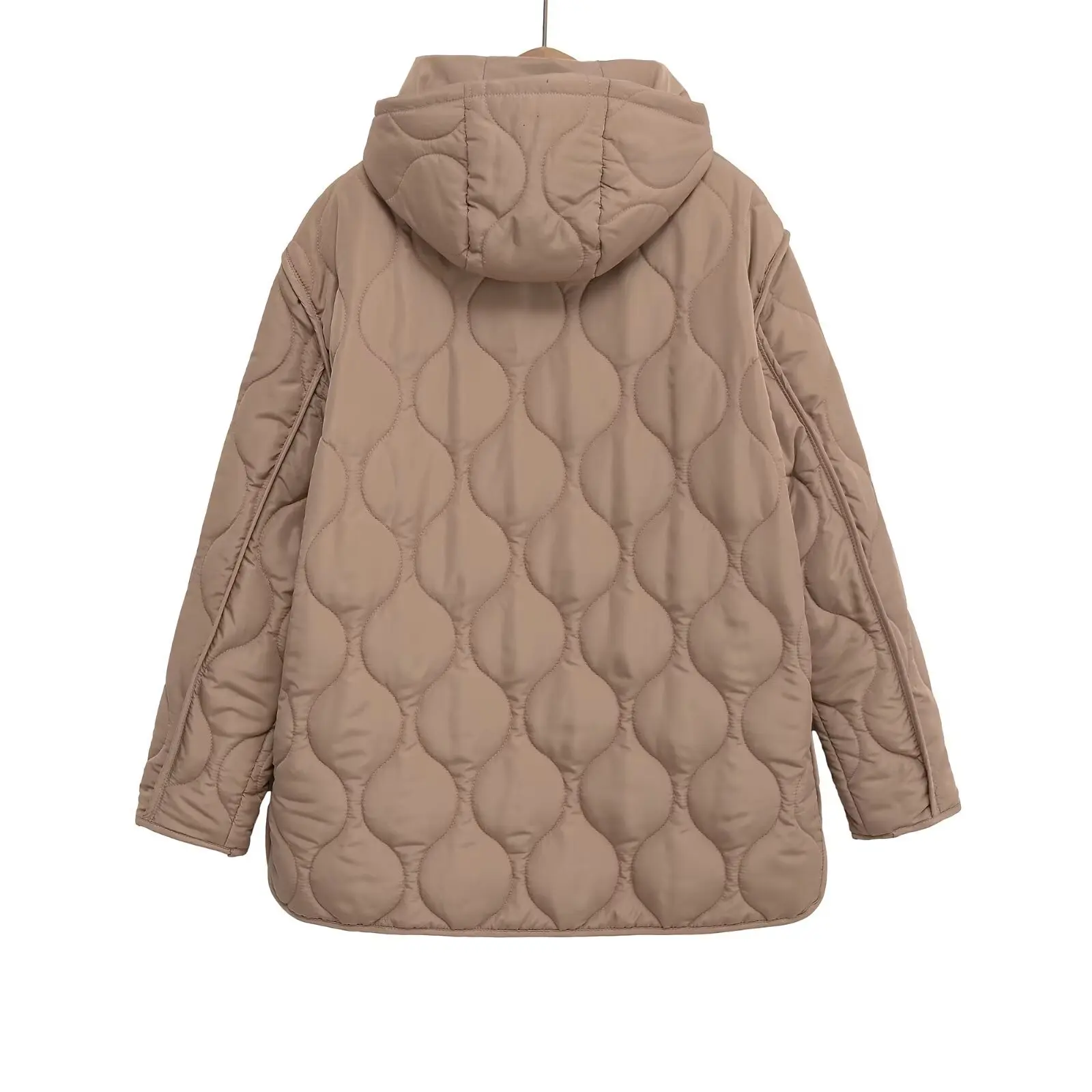 เสื้อโค้ทผู้หญิงบุหนาสำหรับฤดูหนาว ลายเพชร กระดุมแถวเดียว ผ้าฝ้าย กันลม สำหรับผู้หญิง