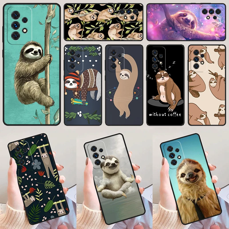 Cute Sloth Animals For Samsung Galaxy A52 A72 A73 A20e A21S A50 A70 A11 A12 A42 A31 A40 A51 A71 A32 A80 A91 Phone Case Cover