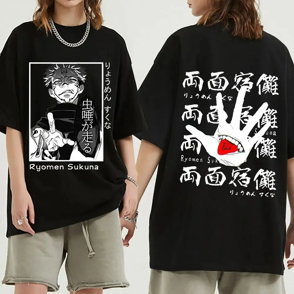 Zomer 00 Katoen heren T-shirts Anime Jujutsu Kaisen Ryomen Loose Fit ort Sve Gedrukt Casual Top voor Mannen