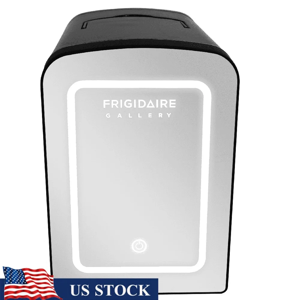 ثلاجة صغيرة للعناية بالبشرة سعة 6 لتر مع مرآة مضاءة بإضاءة LED مبرد كهربائي محمول منتجات التجميل والمشروبات للاستخدام المنزلي 12 فولت