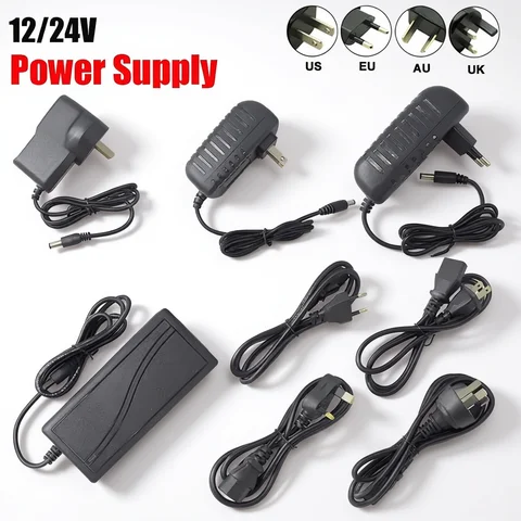DC 12V 24V Adapter 100V-240V Lighting Transformer 5.5*2.1~2.5mm 1A 2A 3A 5A Power Supply Adapter Converter For LED Strips Light