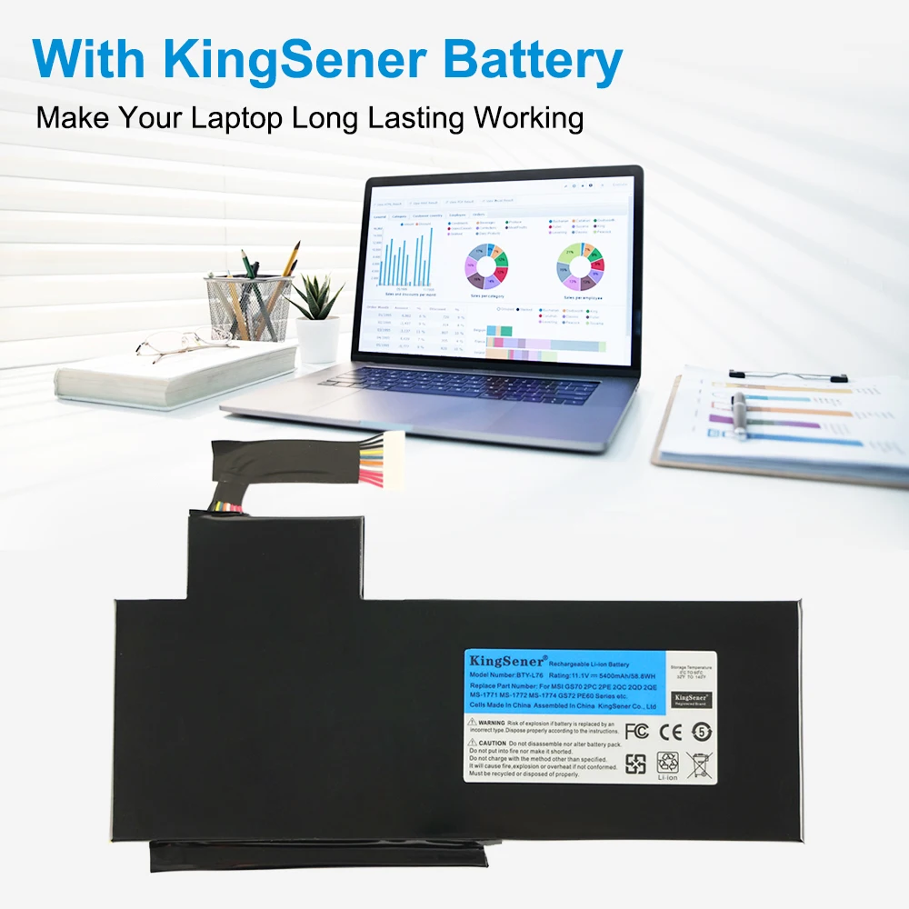 KingSener BTY-L76 Laptop Battery For MSI GS70 2OD 2PC 2PE 2QC 2QD 2QE GS72 MS-1771 MS-1772 MS-1773 MS-1774 MEDION X7613 MD98802